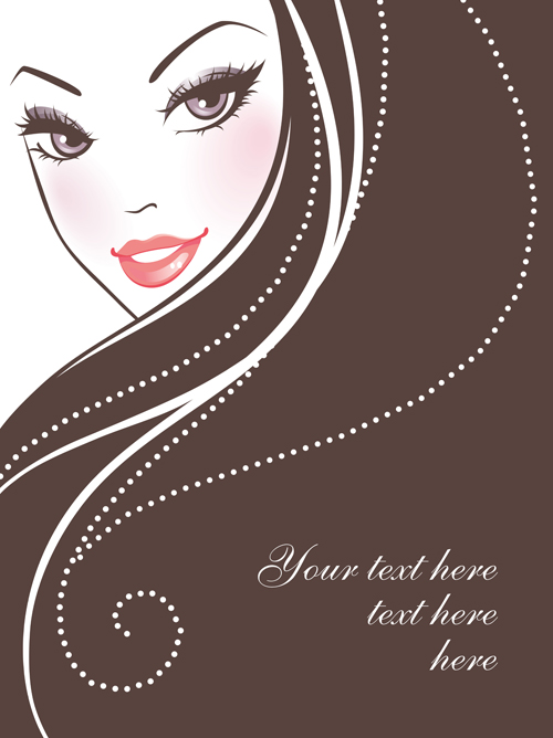 Beautiful fashion girl vectors background 05