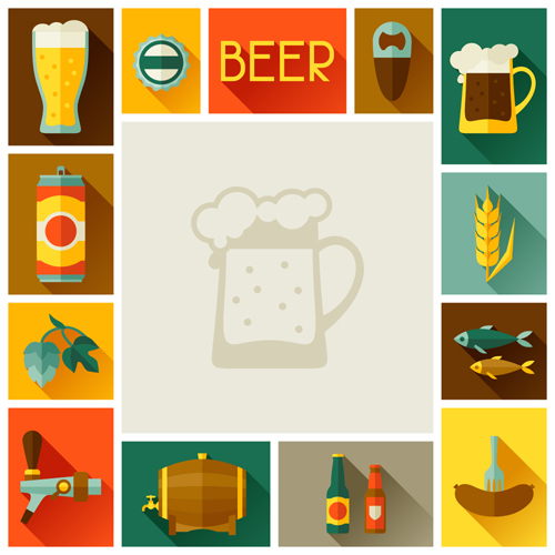 icons flat elements beer 
