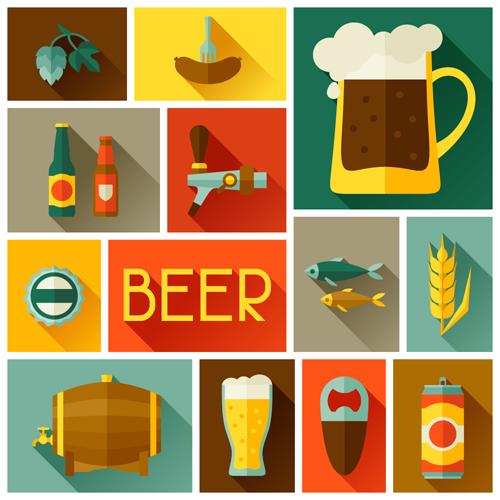 icons flat elements beer 