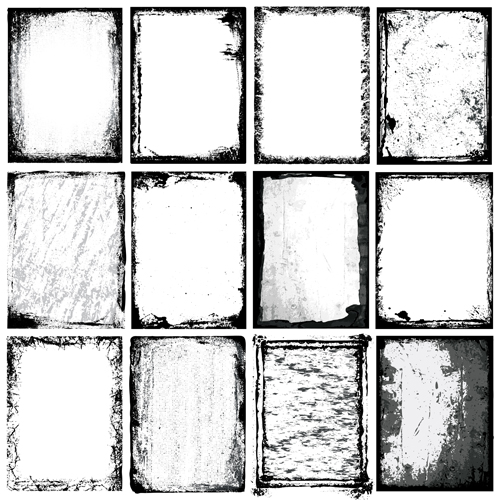 Black grunge frames design vector 01