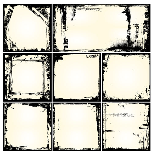 Black grunge frames design vector 02