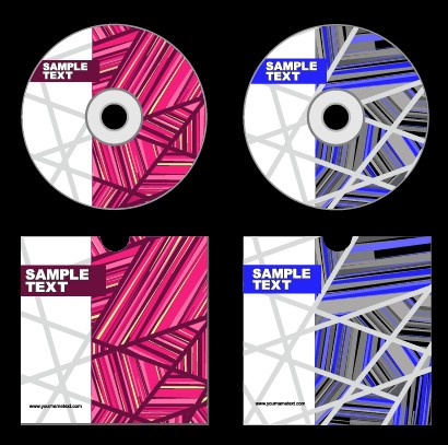 Abstract colored DVD and CD disk packing cover vector 01