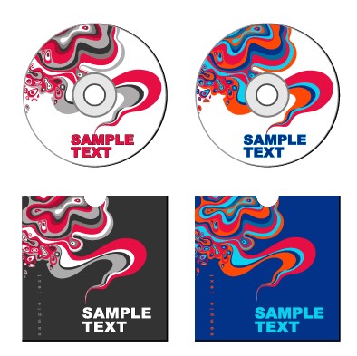 Abstract colored DVD and CD disk packing cover vector 02
