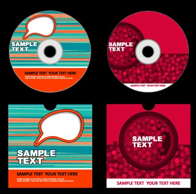 Abstract colored DVD and CD disk packing cover vector 03