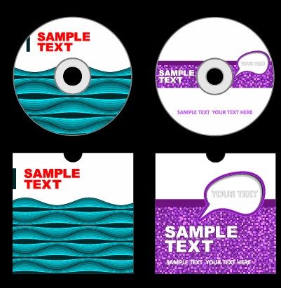 Abstract colored DVD and CD disk packing cover vector 04
