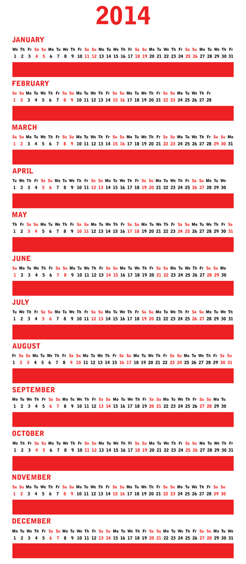 Best Calendars 2014 design elements vector 01