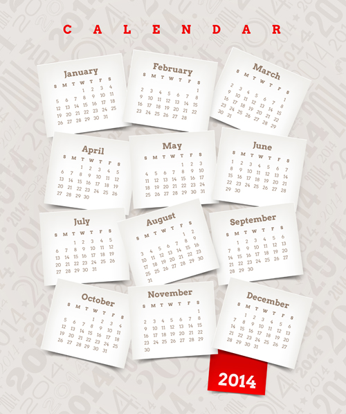 Best Calendars 2014 design elements vector 03