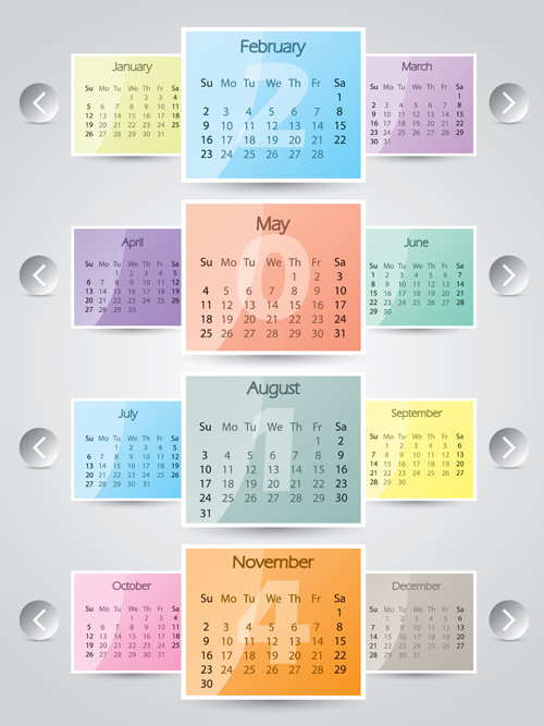 Best Calendars 2014 design elements vector 04