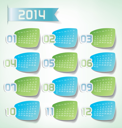 Best Calendars 2014 design elements vector 06