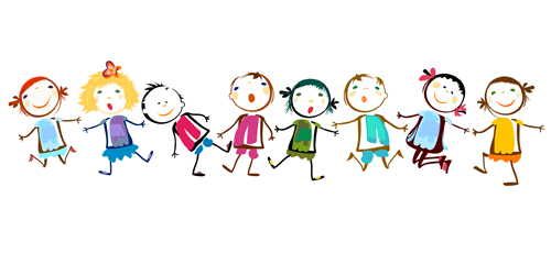 vector material material holding hands children 