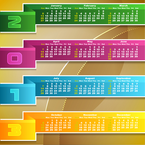 Creative Calendar grids 2013 design vector 01