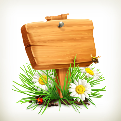 Creative wooden boards signs vector material 03