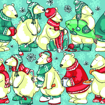 Cute Christmas Small animals vector set