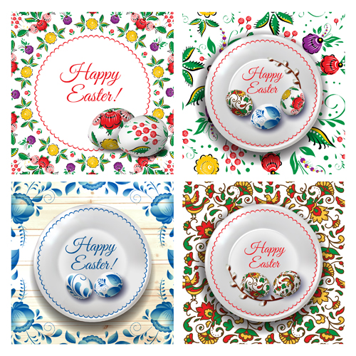 Easter egg with floral art vector material 04