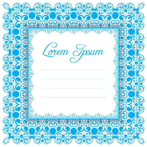 Elegant lace frame design vector 03