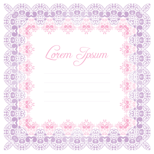 Elegant lace frame design vector 04
