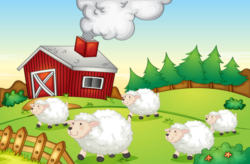 Fairytale town scenery vector material 01