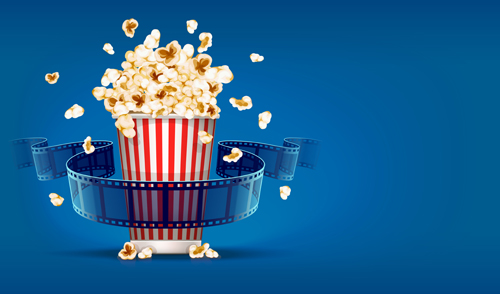 Film with popcorn cinema poster vector 04