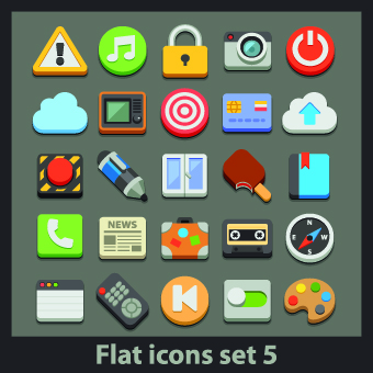 Different Flat icons vector set 05