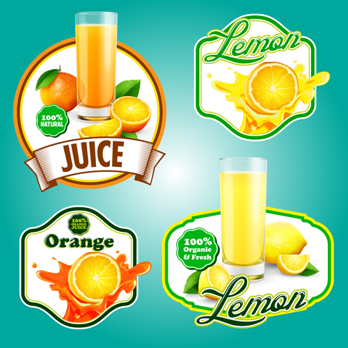 Fresh fruits labels shiny vector 03