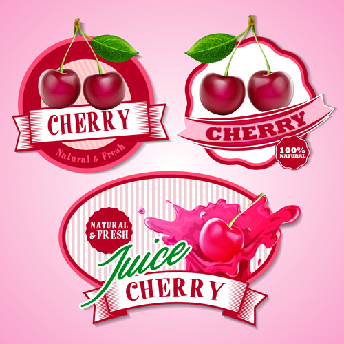 Fresh fruits labels shiny vector 05