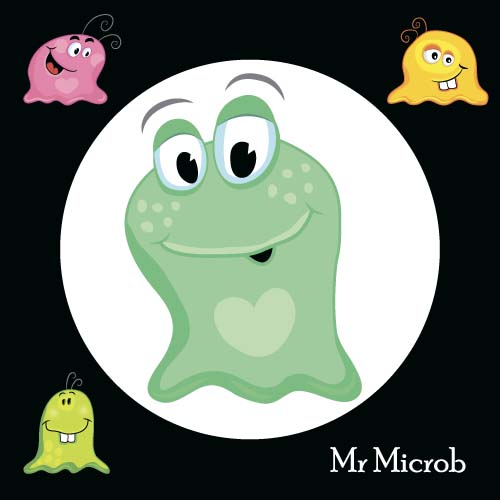 Funny cartoon bacteria and virus vector 07