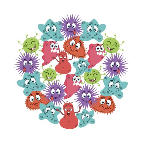 Funny cartoon bacteria and virus vector 09