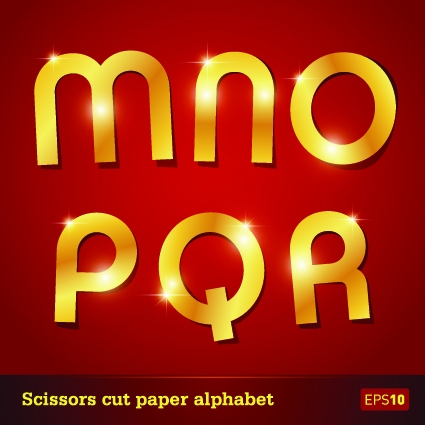 Golden paper alphabet vector art 02