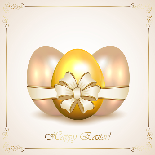 Golden egg with easter card vector