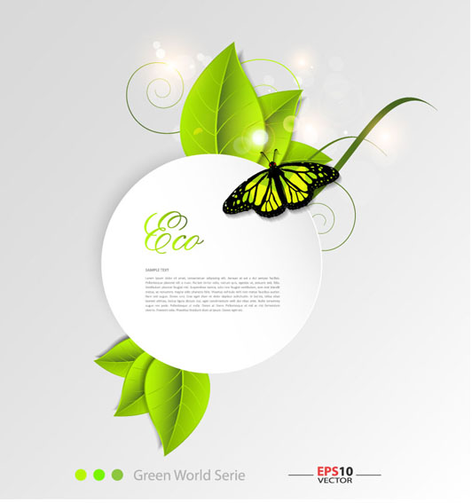 shiny Green Leaf butterfly background vector background 