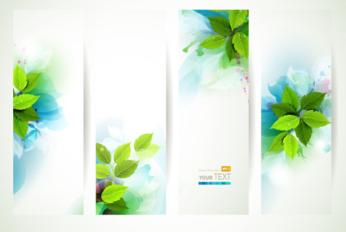 watercolor leave green leaves green banner 