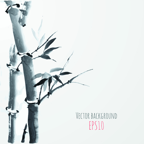 Hand drawn bamboo vector background