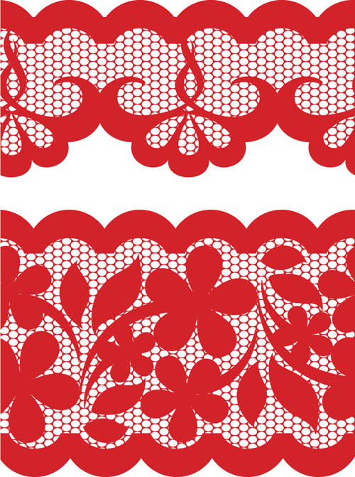 Set of Lace ornament mix vector 02