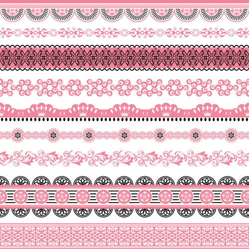 Set of Lace ornament mix vector 04