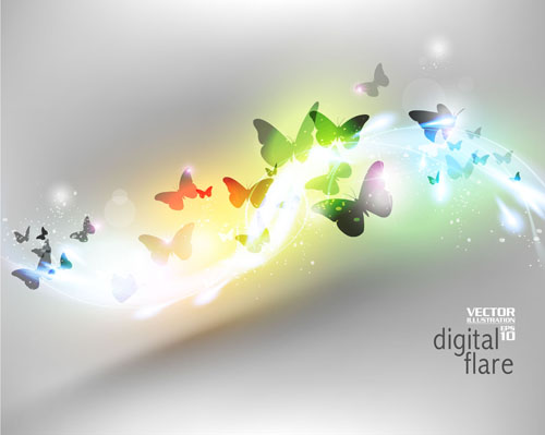 wave light butterflies background 