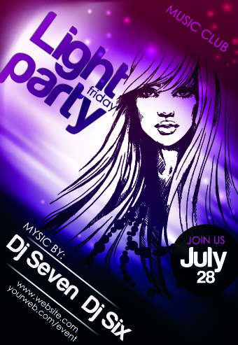 Music club poster design vector 03