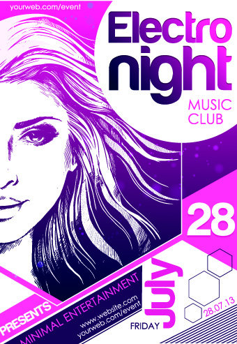 Music club poster design vector 04