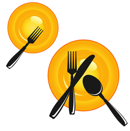 e and cutlery creative vector set 01 Plate and cutlery creative vector set 01