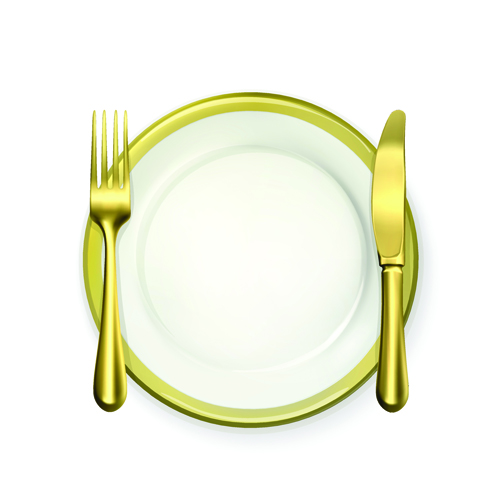 e and cutlery creative vector set 03 Plate and cutlery creative vector set 03