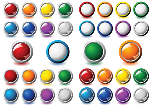 Round glass button web design vector 01