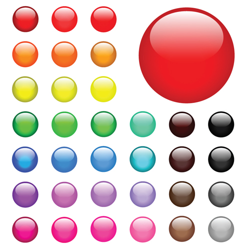Round glass button web design vector 02