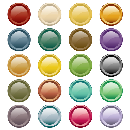 Round glass button web design vector 03