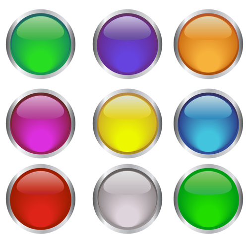 Round glass button web design vector 04