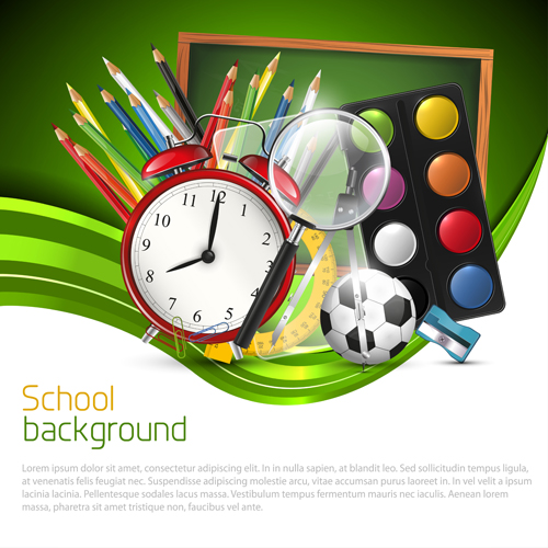 School supplies elements background vector 03