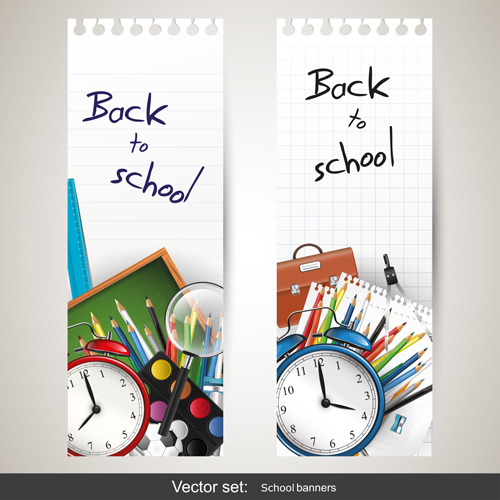School supplies elements background vector 04