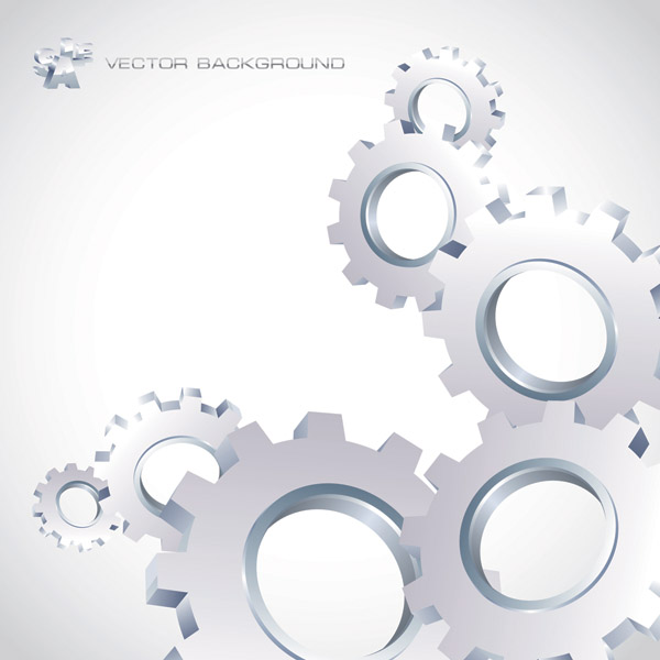 Silver gear wheels vector background 01