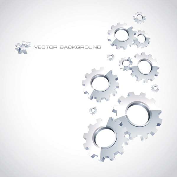 Silver gear wheels vector background 02