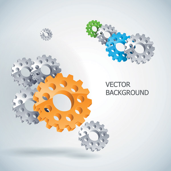 Silver gear wheels vector background 05