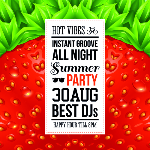 y summer background vector material 01 Strawberry summer background vector material 01