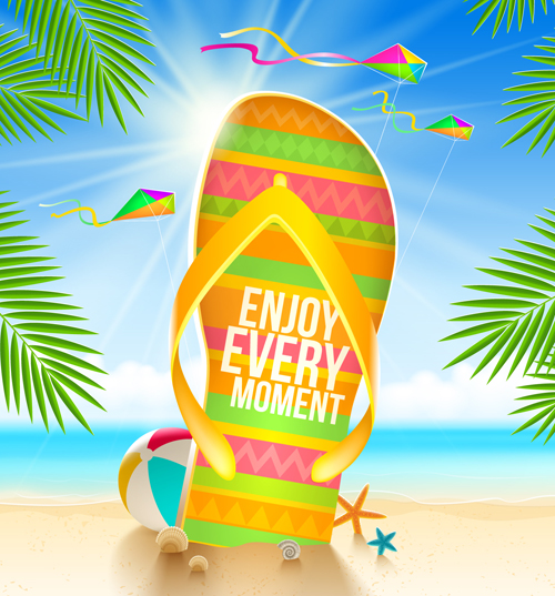 Summer holidays seaside travel background material 02